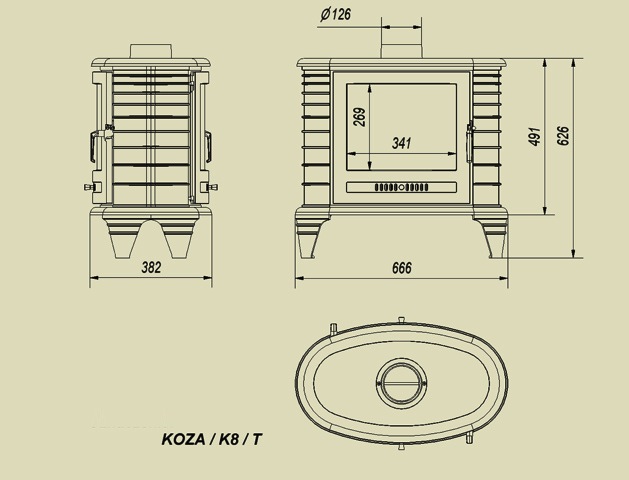Габаритные размеры Kratki Koza K8 двухстронная