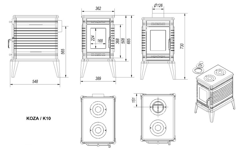 Габаритные размеры Kratki Koza K10