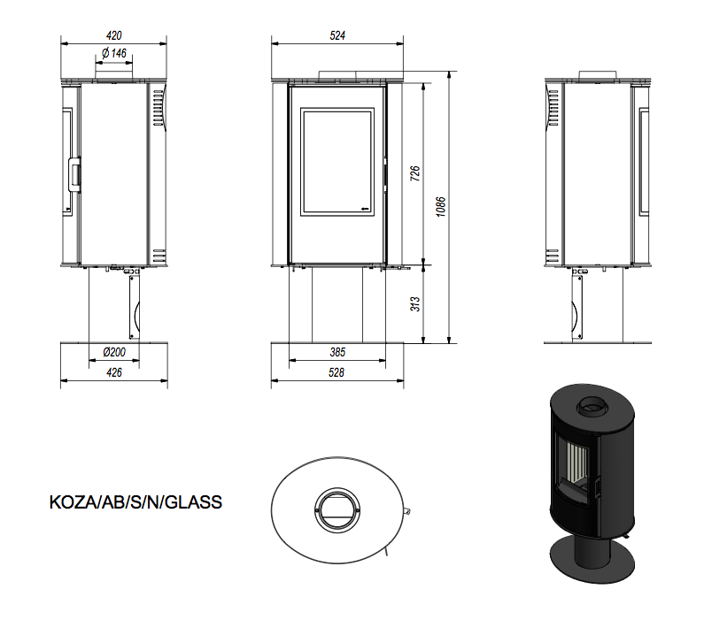 Габаритные размеры Kratki Koza AB S/N Class