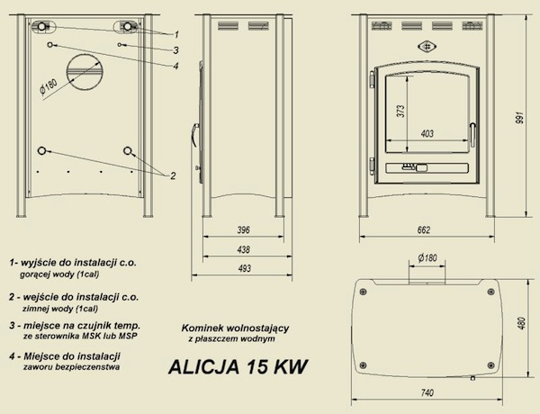 Габаритные размеры Kratki Koza ALICJA 15
