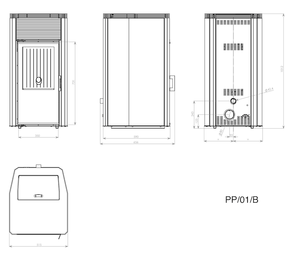 Габаритные размеры Kratki Koza PP01 B